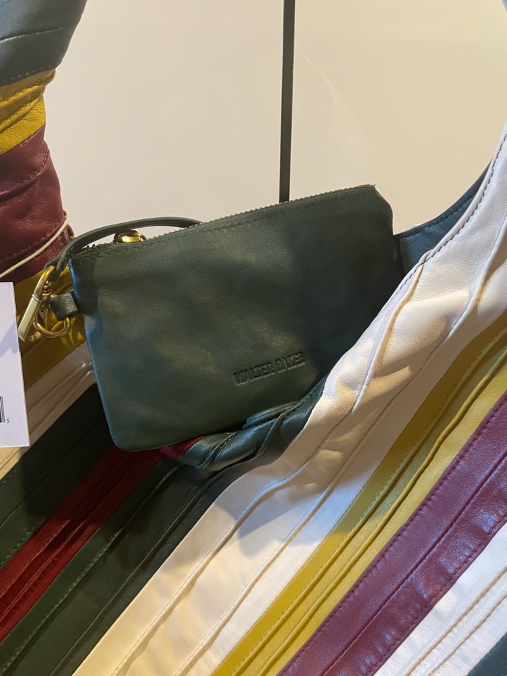 Walter Baker Striped Leather Hobo Bag in Green, White & Burgundy - Picture 6 of 9